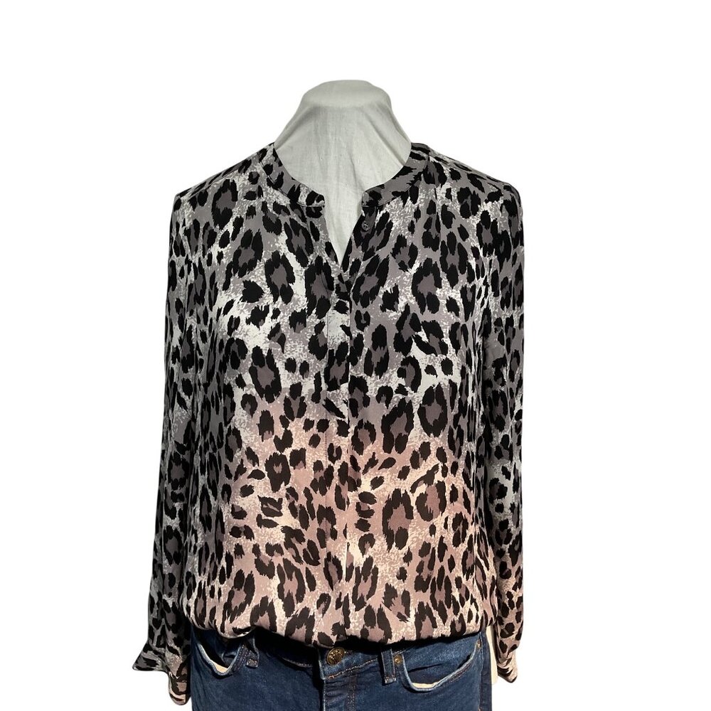 Joie Leopard Print Silk Blouse Button-Up With Placket Size M - Picture 6 of 6